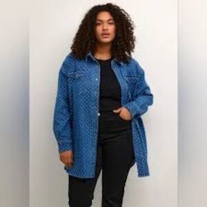 NWT Kaffe Curve Pattern Denim Button-Up Shirt Jacket Sz 2X